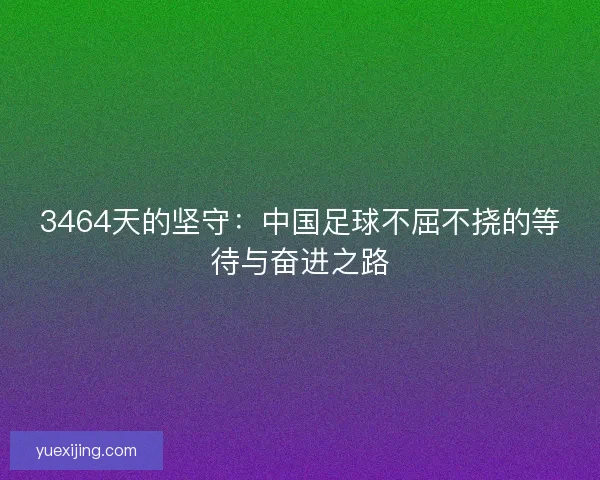 3464天的坚守：中国足球不屈不挠的等待与奋进之路